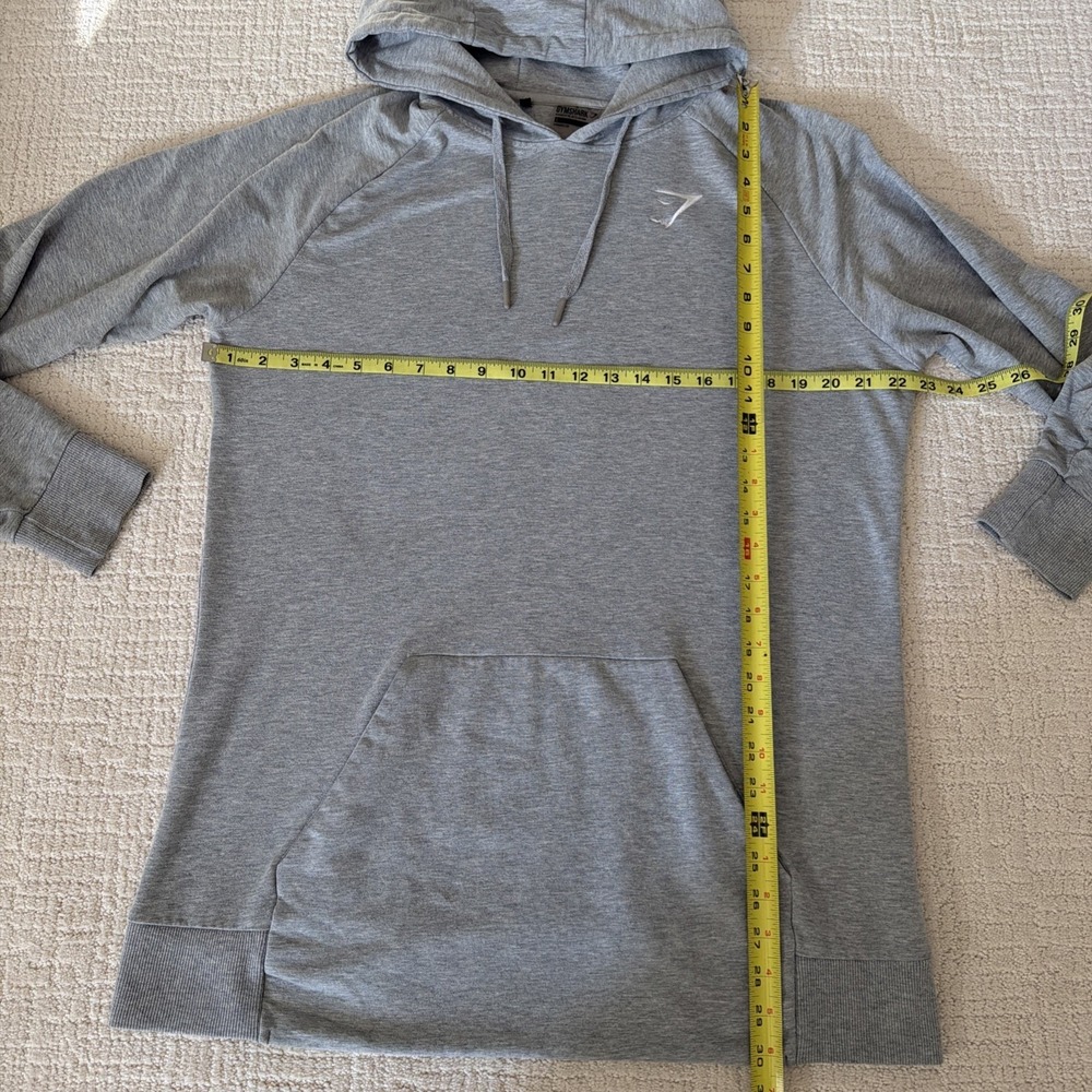 Gymshark Heather Gray Hoodie Men's Size L OG 2018 Long Style Athletic Workout - Picture 4 of 9